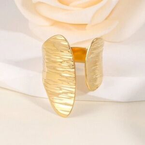 Modern Gold-Tone Asymmetrical Women's Ring, Adjustable